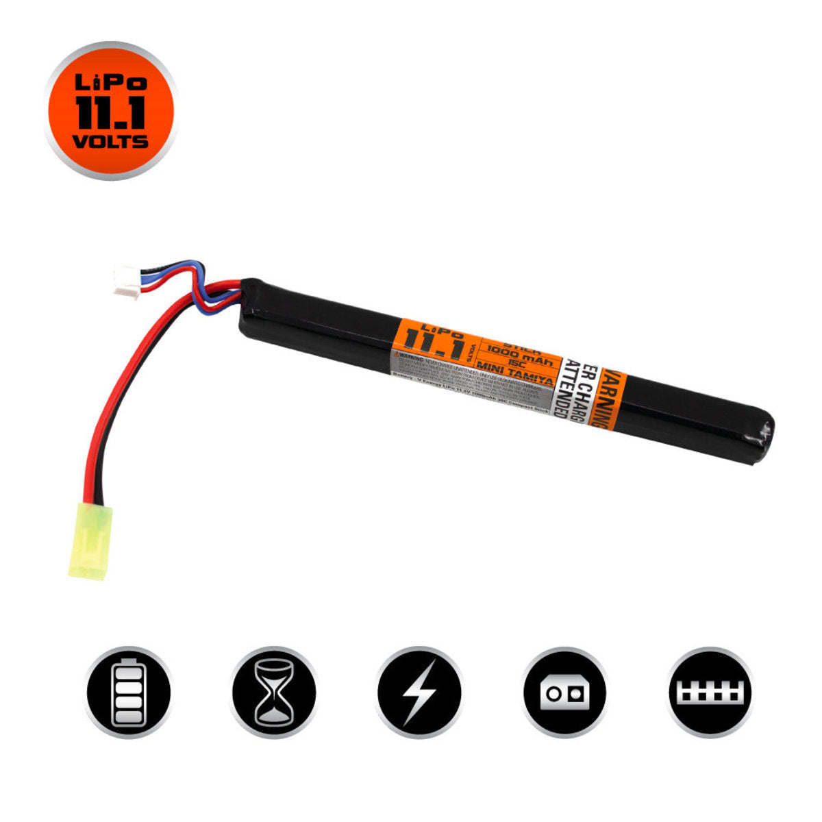 Valken 11.1v 1000mAh LiPo Long Stick Tamiya